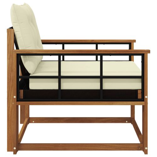 Комплект дивани за открито Солидно акациево дърво и текстилена