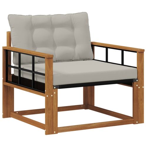 Комплект дивани за открито Солидно акациево дърво и текстилена