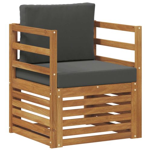 Външен диван Солидно акациево дърво и полиестер Натурално