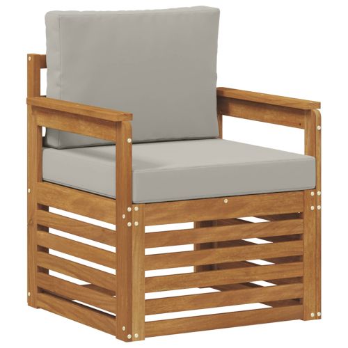 Външен диван Солидно акациево дърво и полиестер Натурално