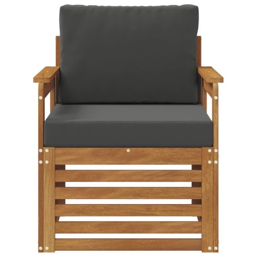 Външен диван Солидно акациево дърво и полиестер Натурално