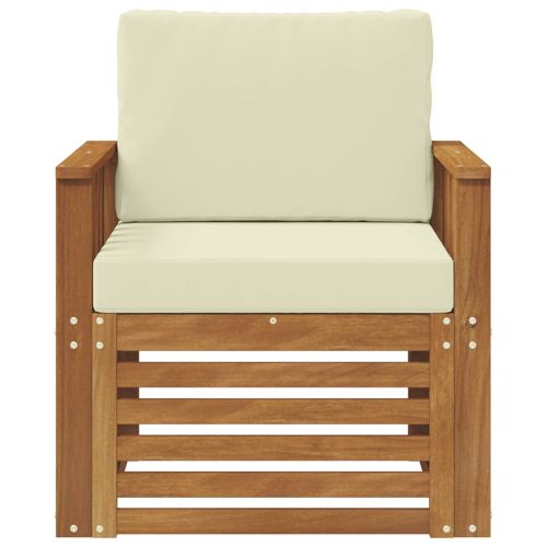 Външен диван Солидно акациево дърво и полиестер Натурално