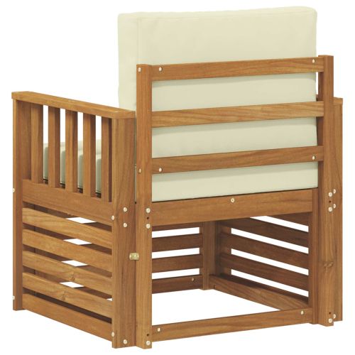 Външен диван Солидно акациево дърво и полиестер Натурално