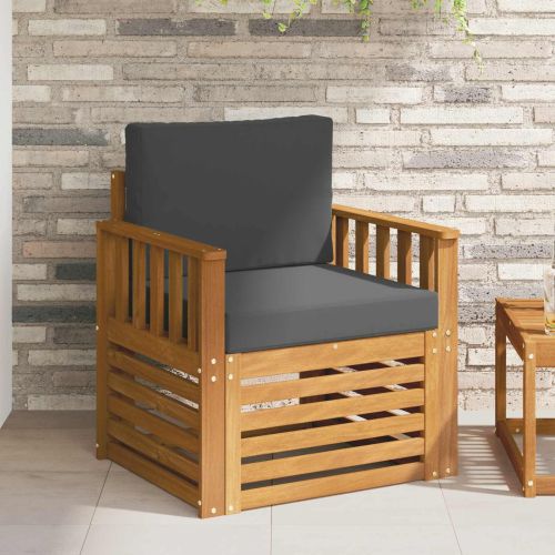 Външен диван Солидно акациево дърво и полиестер Натурално