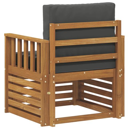 Външен диван Солидно акациево дърво и полиестер Натурално