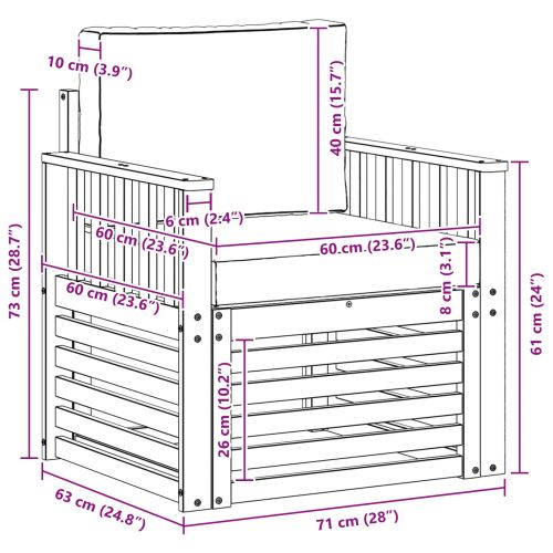Външен диван Солидно акациево дърво и полиестер Натурално