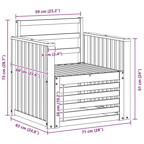 Външен диван Солидно акациево дърво Натурално