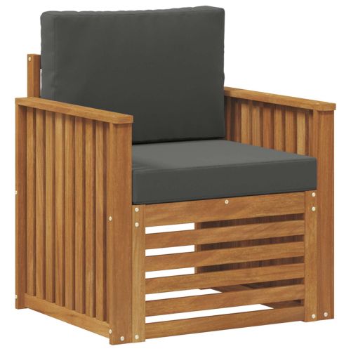 Външен диван Солидно акациево дърво и полиестер Натурално