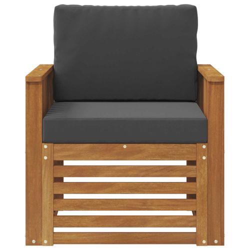 Външен диван Солидно акациево дърво и полиестер Натурално