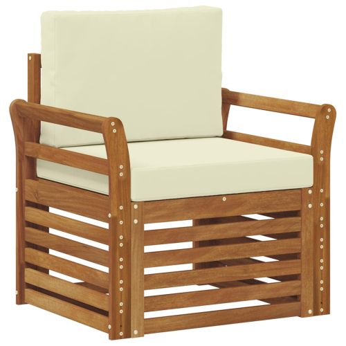 Външен диван Солидно акациево дърво и полиестер Натурално