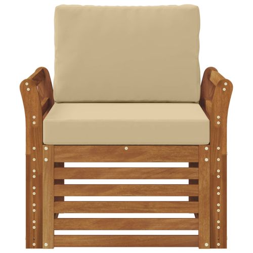 Външен диван Солидно акациево дърво и полиестер Натурално