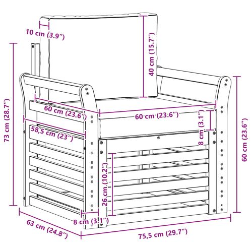 Външен диван Солидно акациево дърво и полиестер Натурално