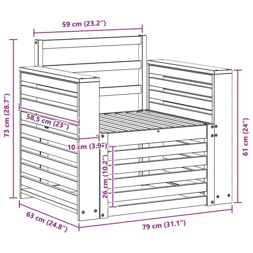 Външен диван Солидно акациево дърво Натурално