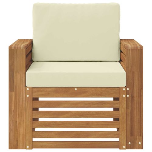 Външен диван Солидно акациево дърво и полиестер Натурално