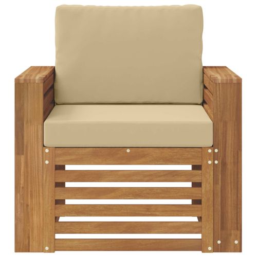 Външен диван Солидно акациево дърво и полиестер Натурално