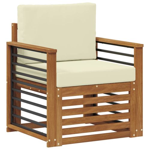 Външен диван Солидно акациево дърво и полиестер Натурално