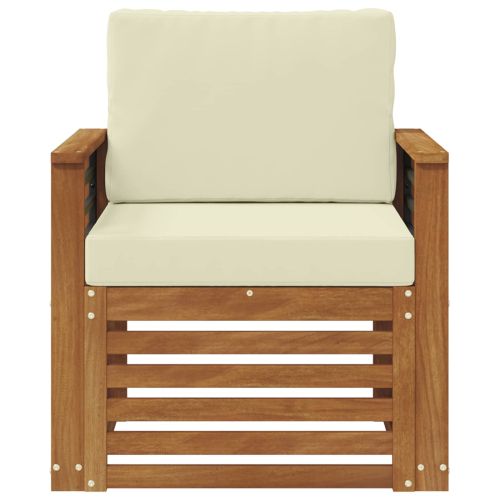 Външен диван Солидно акациево дърво и полиестер Натурално