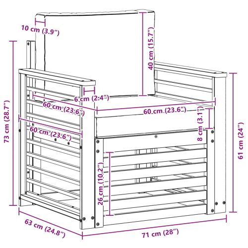 Външен диван Солидно акациево дърво и полиестер Натурално