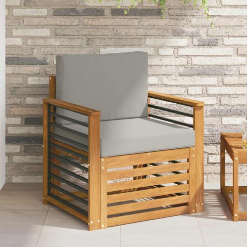 Външен диван Солидно акациево дърво и полиестер Натурално