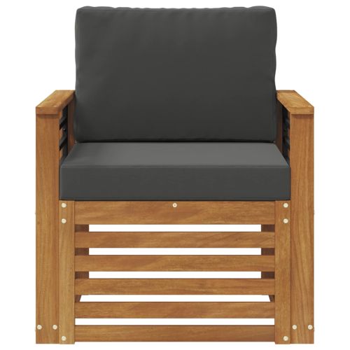 Външен диван Солидно акациево дърво и полиестер Натурално