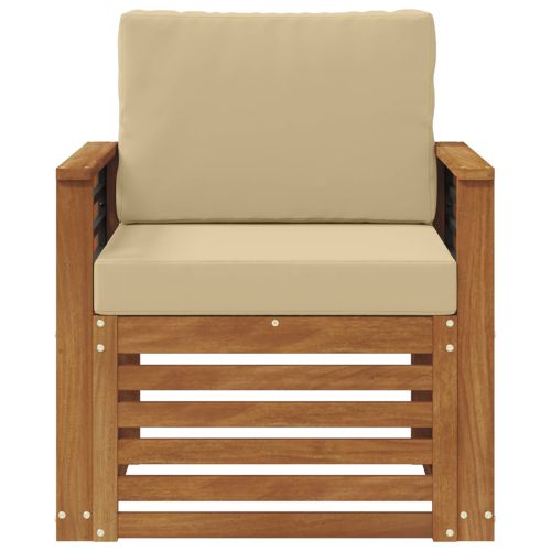 Външен диван Солидно акациево дърво и полиестер Натурално