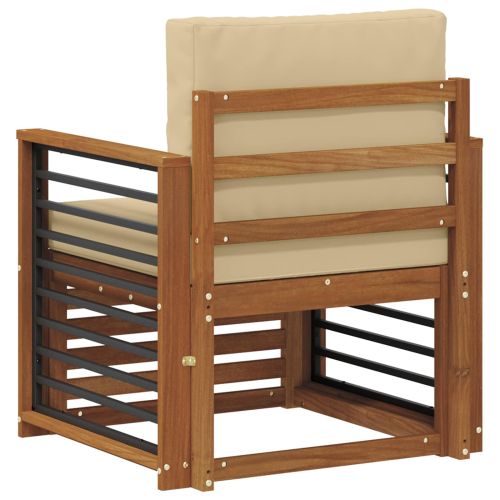 Външен диван Солидно акациево дърво и полиестер Натурално