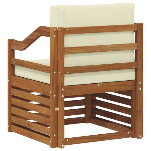 Външен диван Солидно акациево дърво и полиестер Натурално