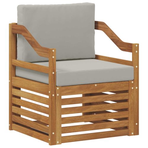 Външен диван Солидно акациево дърво и полиестер Натурално