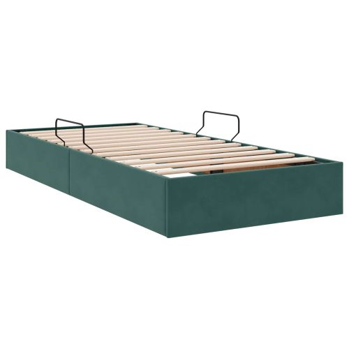 Отоманско легло със съхранение Тъмнозелено 90 x 200 cm Кадифе