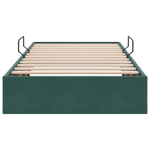 Отоманско легло със съхранение Тъмнозелено 90 x 200 cm Кадифе