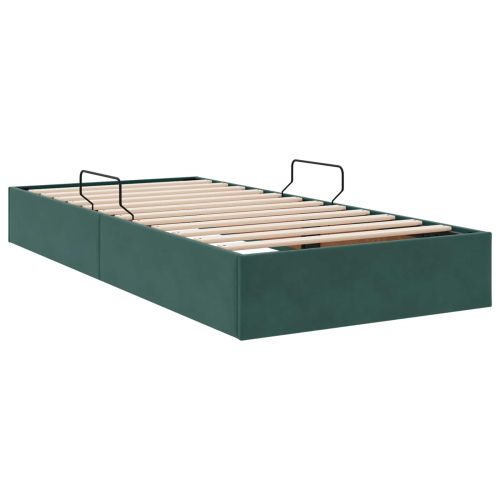 Отоманско легло със съхранение Тъмнозелено 90 x 200 cm Кадифе