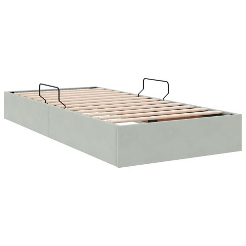 Отоманско легло със съхранение Светлосиво 100 x 200 cm Кадифе