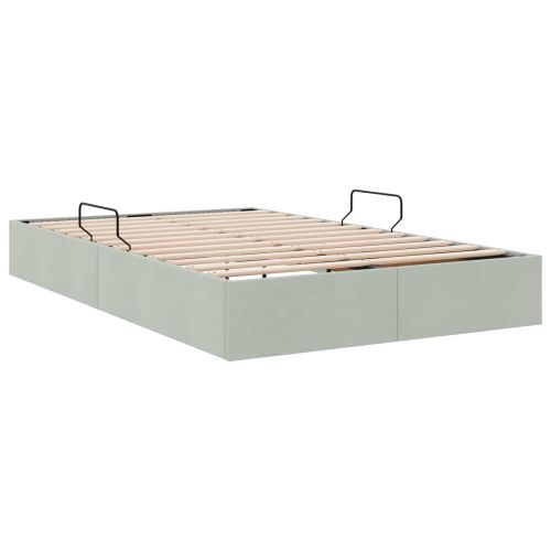 Отоманско легло със съхранение Светлосиво 120 x 200 cm Кадифе