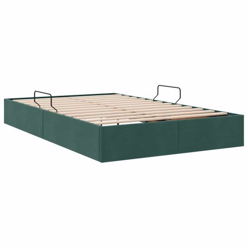 Отоманско легло със съхранение Тъмнозелено 120 x 200 cm Кадифе