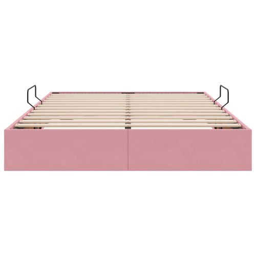 Отоманско легло със съхранение Розово 140 x 200 cm Кадифе
