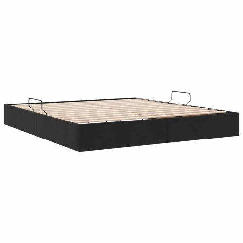 Отоманско легло със съхранение Черно 160 x 200 cm Кадифе