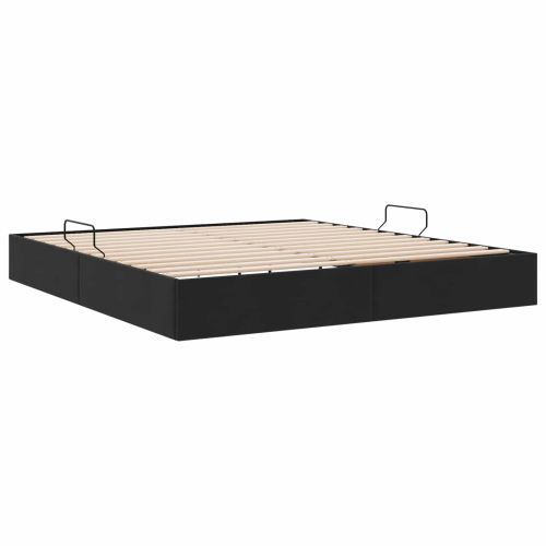 Отоманско легло със съхранение Черно 160 x 200 cm Кадифе