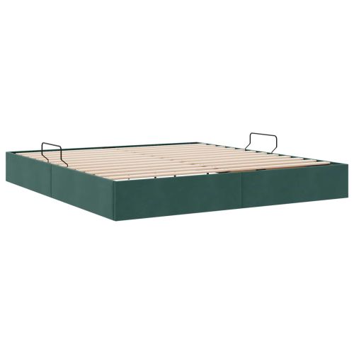 Отоманско легло със съхранение Тъмнозелено 160 x 200 cm Кадифе