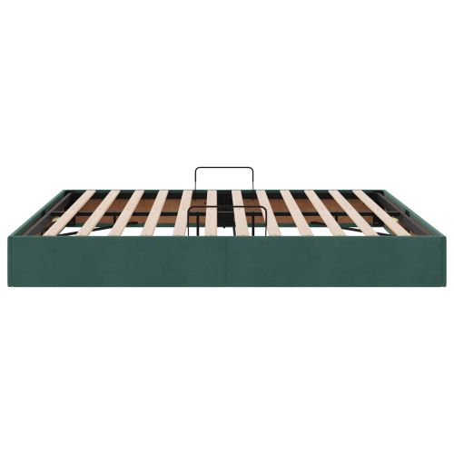 Отоманско легло със съхранение Тъмнозелено 160 x 200 cm Кадифе
