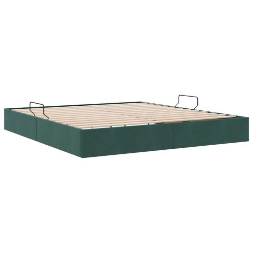 Отоманско легло със съхранение Тъмнозелено 160 x 200 cm Кадифе