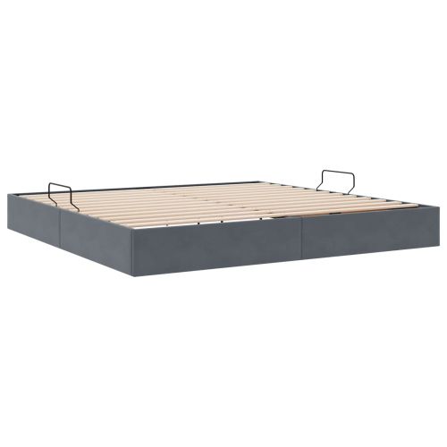 Отоманско легло със съхранение Тъмносиво 200 x 200 cm Кадифе