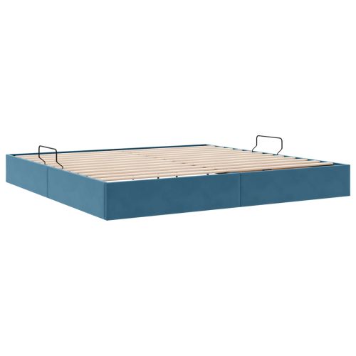 Отоманско легло със съхранение Тъмен син 200 x 200 cm Кадифе