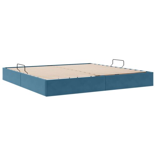 Отоманско легло със съхранение Тъмен син 200 x 200 cm Кадифе