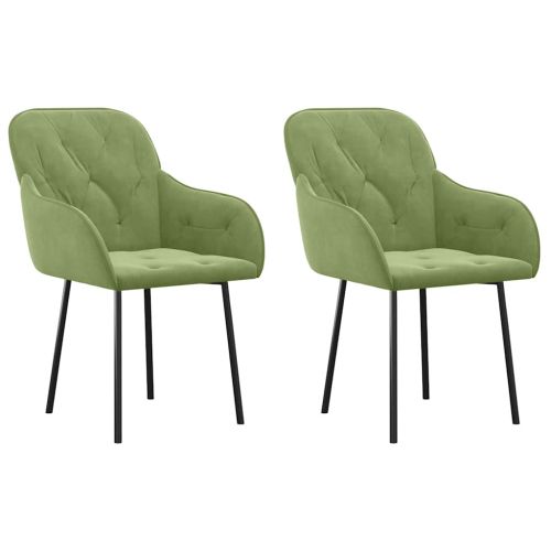 Трапезни столове, 2 бр, светлозелени, кадифе