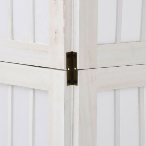 Разделител за стая, 6 панела, бял, дърво пауловния масив