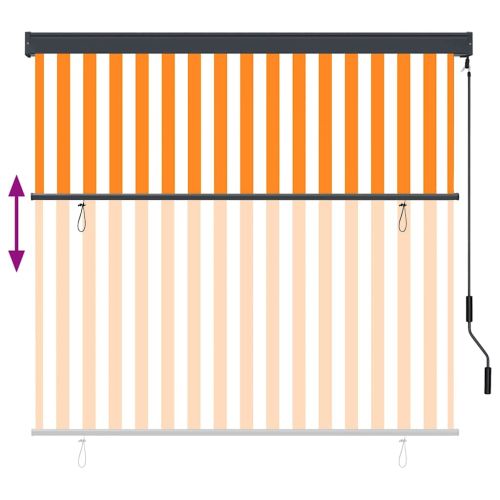 Ролетна щора Бяло и Оранжево 180 x 250 cm Текстил и Алуминий