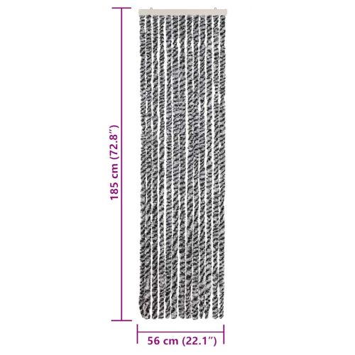 Ресни за врата против мухи, черно и бяло, 56x185 см, шенил