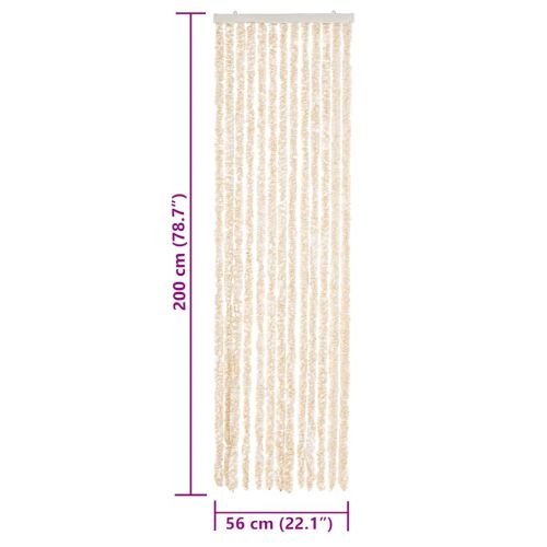 Ресни за врата против мухи, бежово и бяло, 56x200 см, шенил