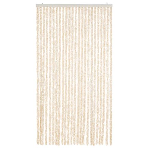 Ресни за врата против мухи, бежово и бяло, 100x200 см, шенил