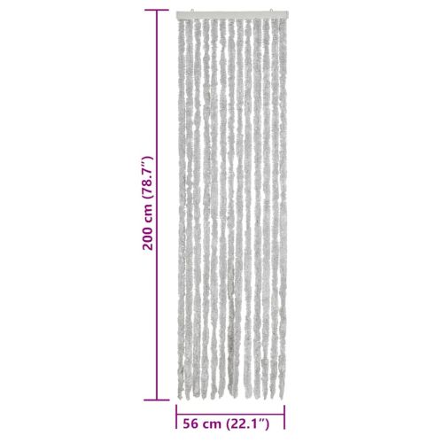 Ресни за врата против мухи, сиво, 56x200 см, шенил